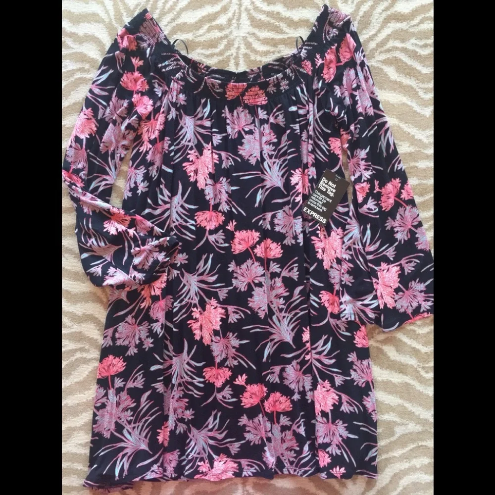 Express Floral Off-Shoulder Mini Dress - Picture 4 of 4